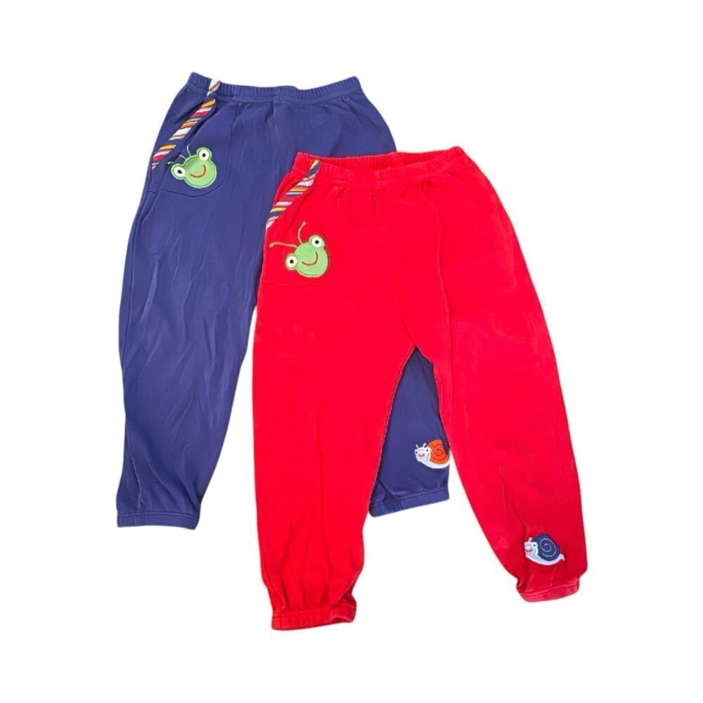 HANNA ANDERSSON Vintage 2T Jogger Pants Set Of 2 90s Y2K Bug Snail Pima Cotton